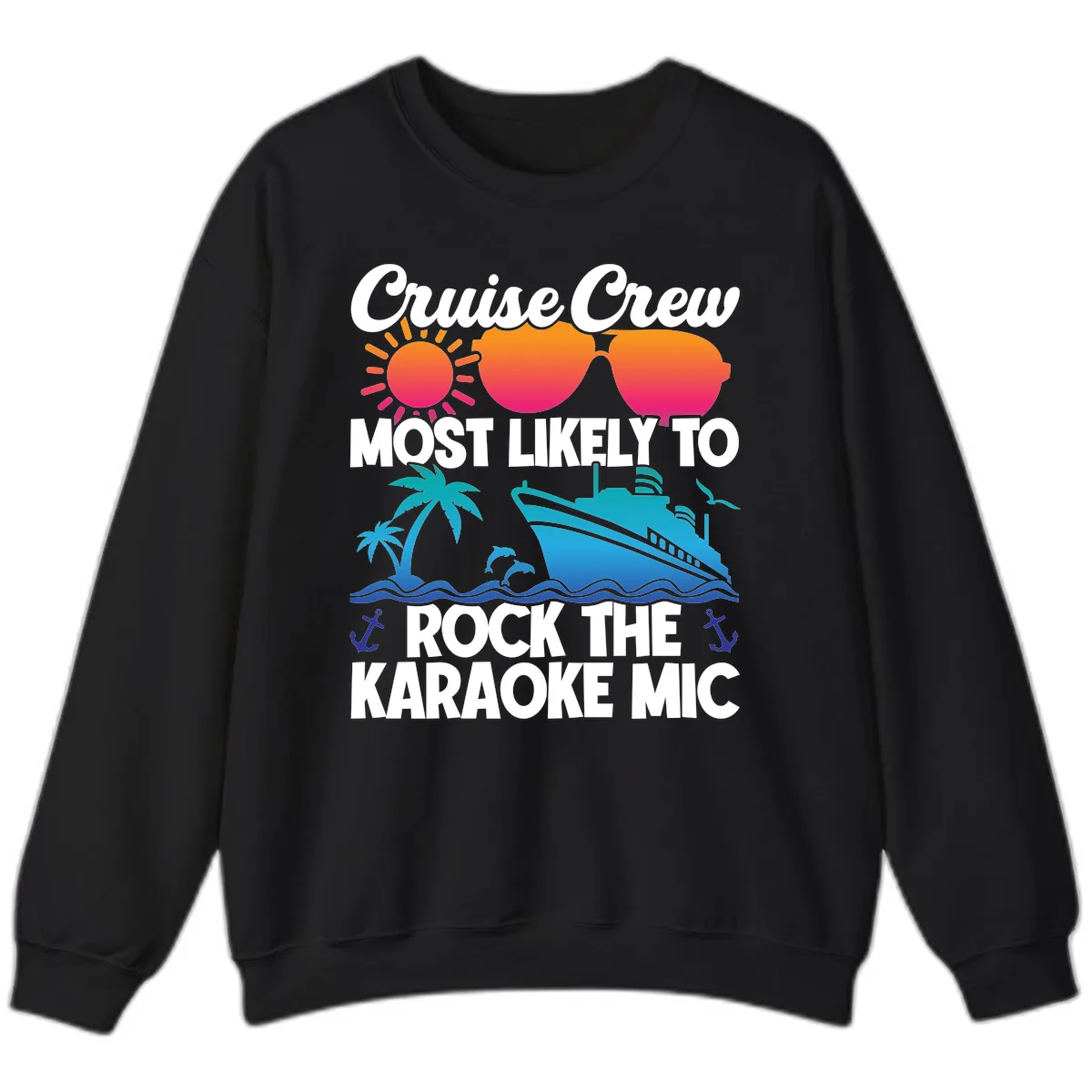 Cruise Crew Karaoke Rock Sweatshirt in Black