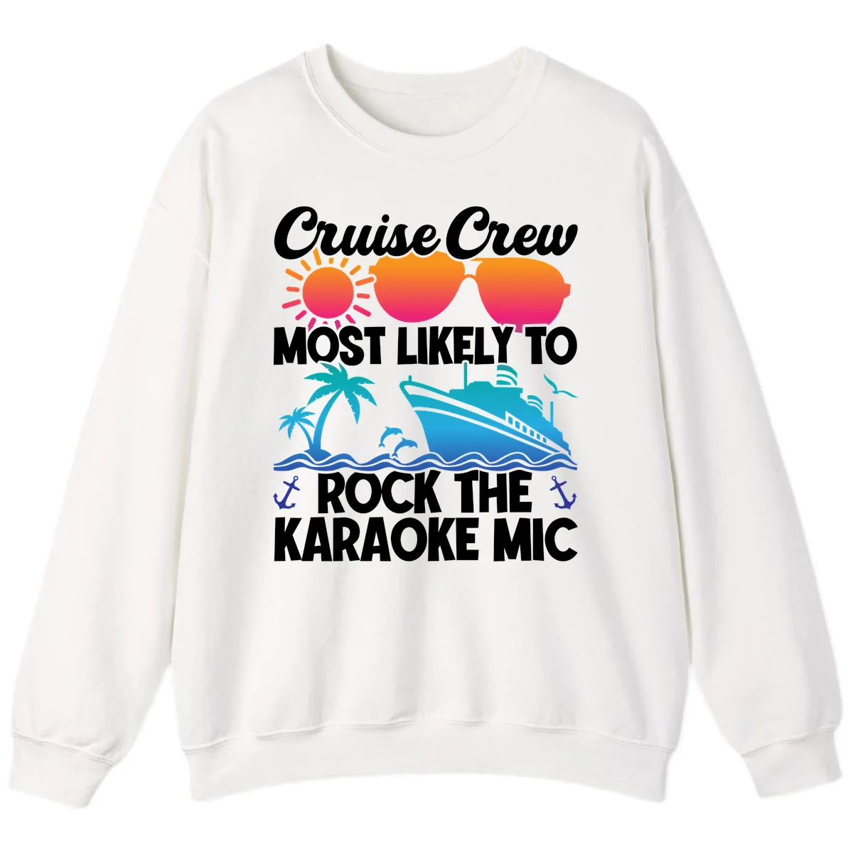Cruise Crew Karaoke Rock Sweatshirt in White