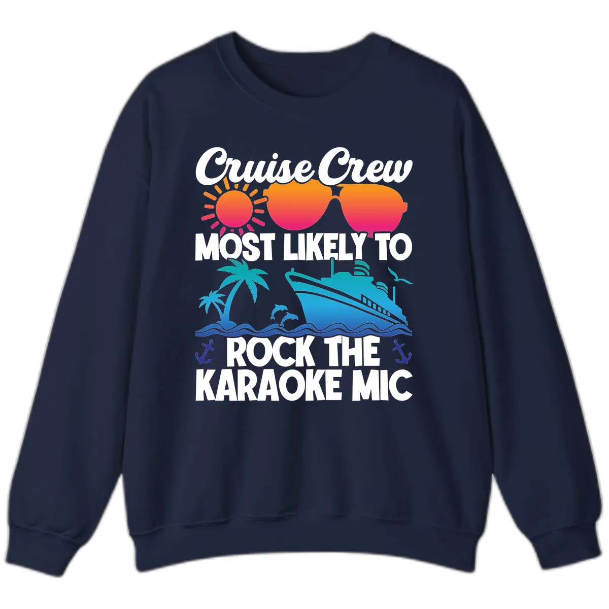 Cruise Crew Karaoke Rock Sweatshirt in Navy
