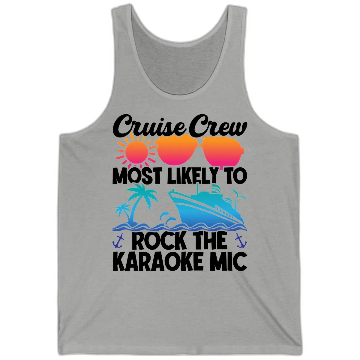 Cruise Crew Karaoke Rock Tank in Athletic Heather