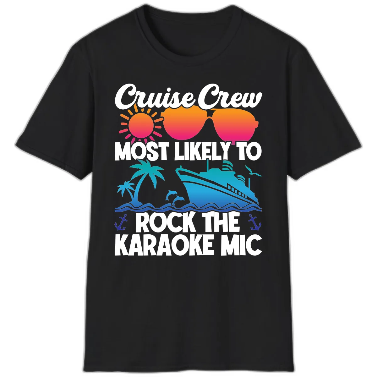 Cruise Crew Karaoke Rock T-Shirt in Black