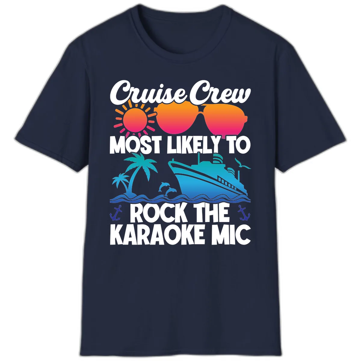 Cruise Crew Karaoke Rock T-Shirt in Navy