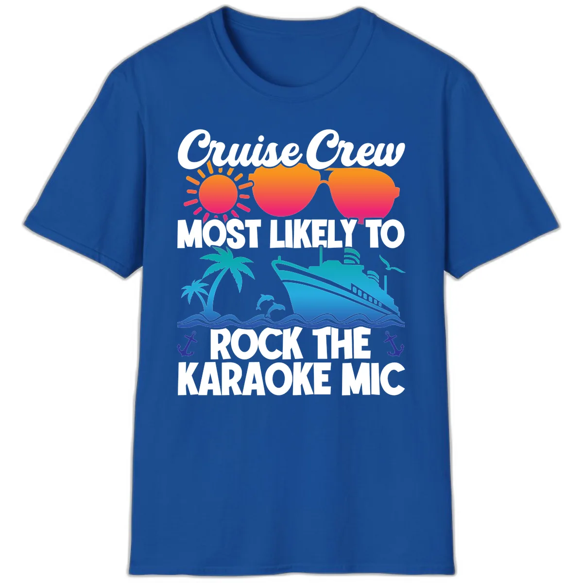 Cruise Crew Karaoke Rock T-Shirt in Royal