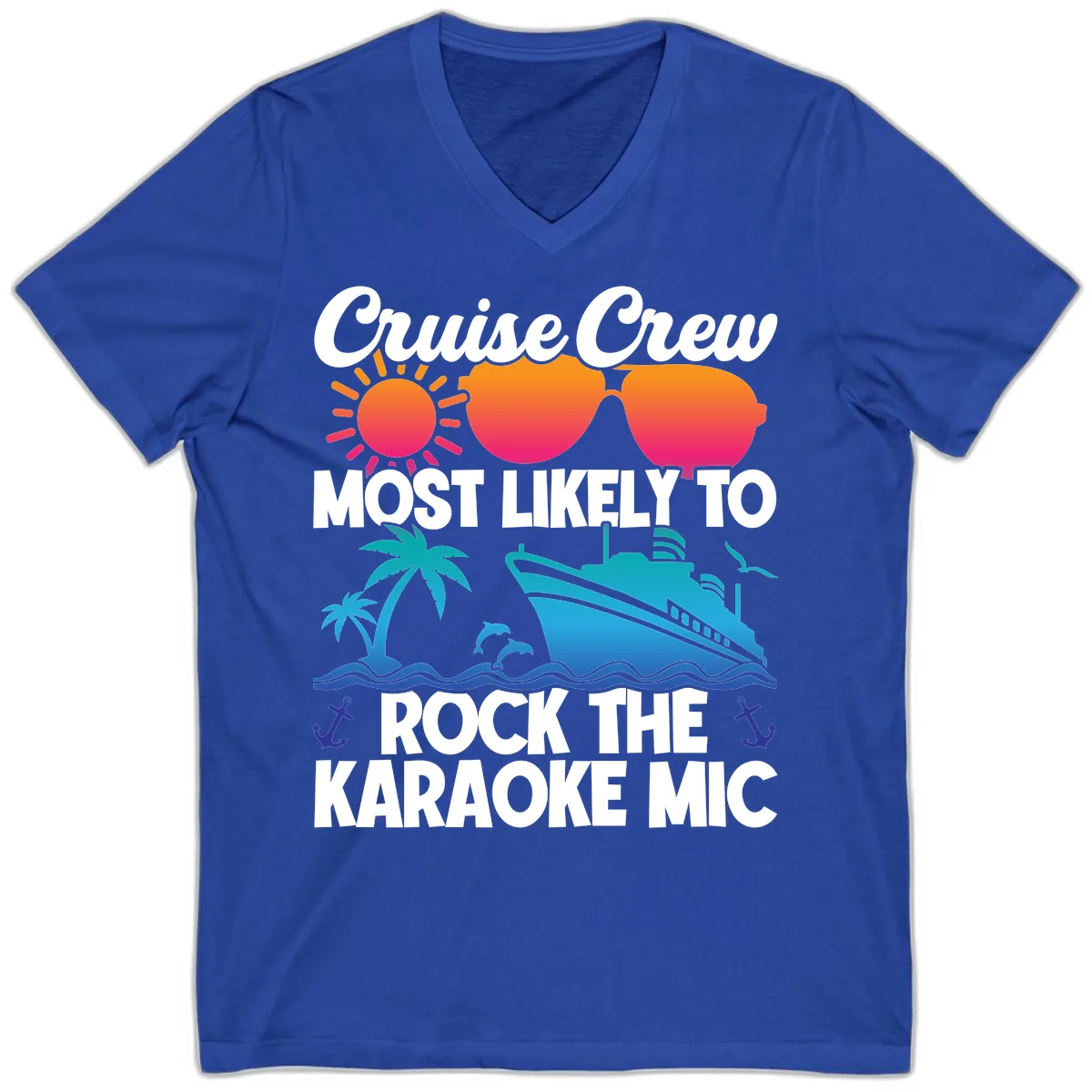 Cruise Crew Karaoke Rock V-Neck in True Royal