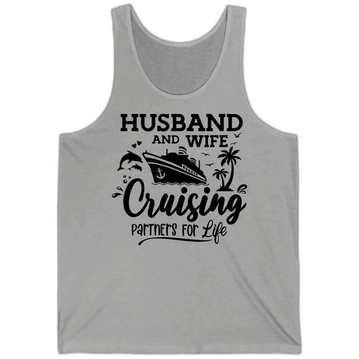 Husband And Wife Cruising Partners For Life Tank in Athletic Heather