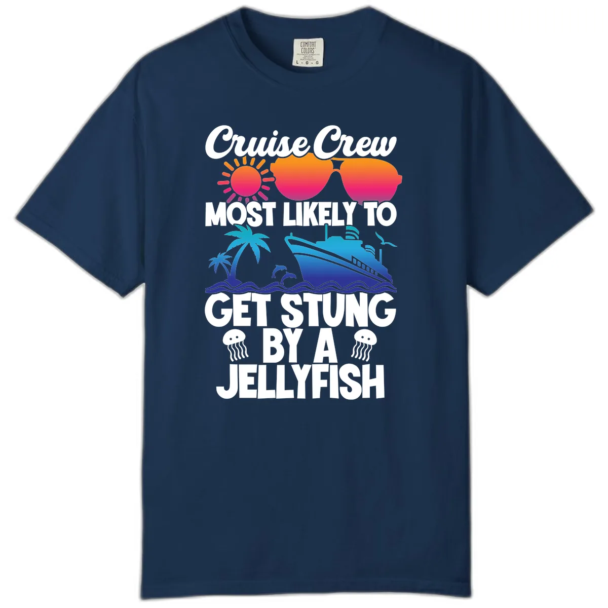 Cruise Crew Most Likely To Get Stung Comfort Color in Navy