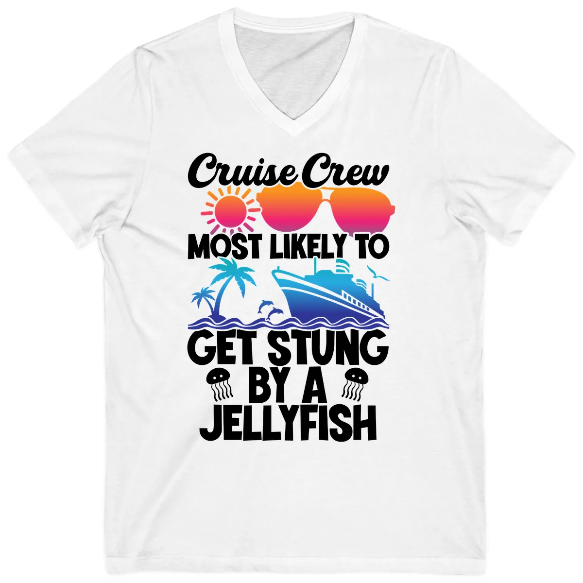 Cruise Crew Most Likely To Get Stung V-Neck in White