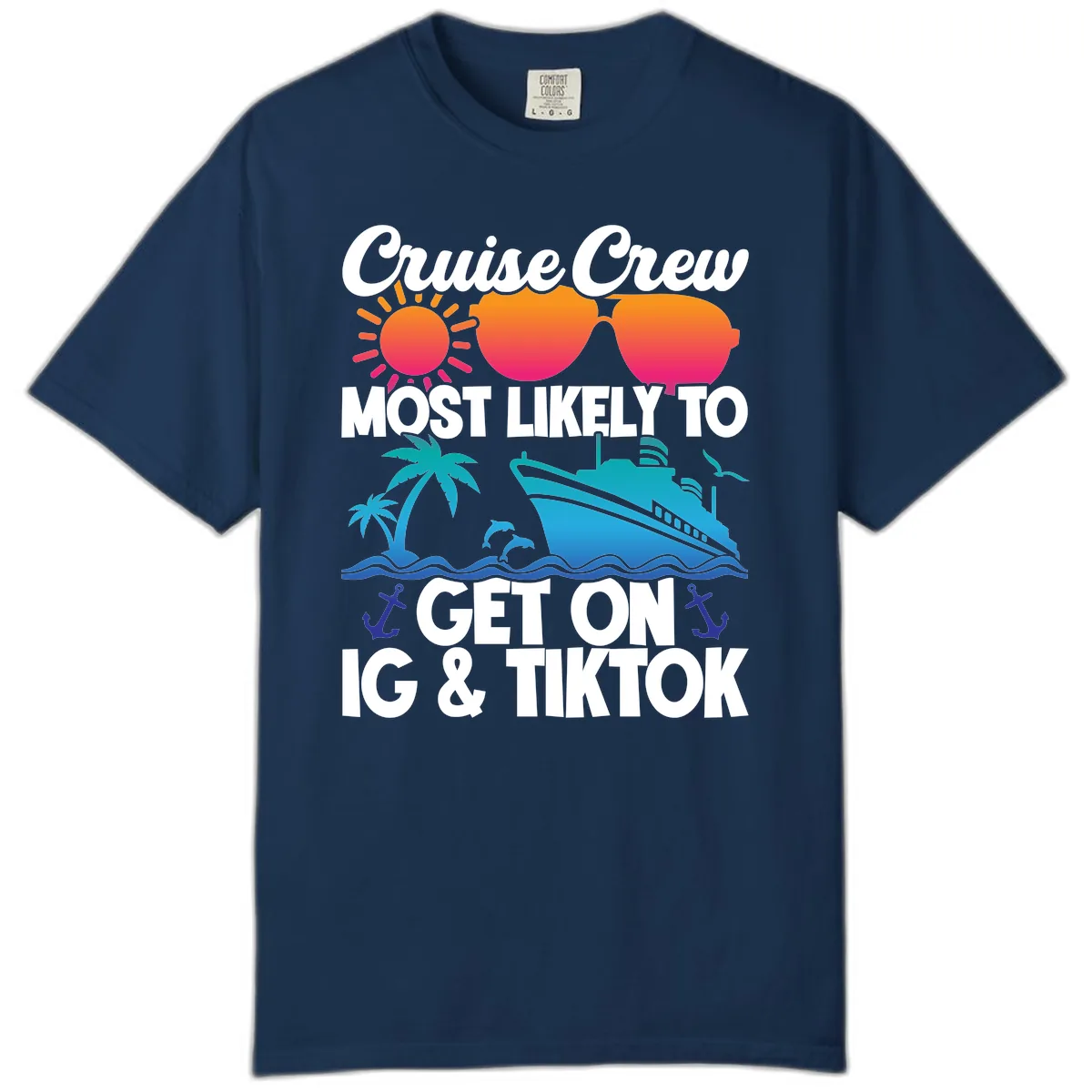 Cruise Crew Most Likely To Get On IG & TikTok Comfort Color in Navy