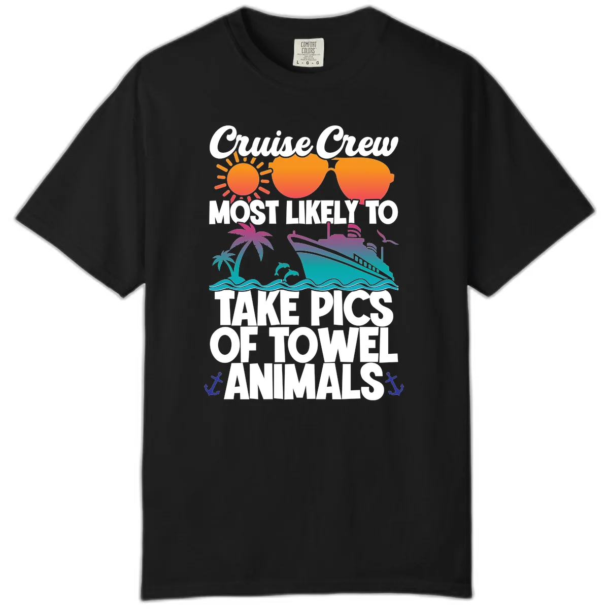 Cruise Crew Towel Animal Photos Comfort Color in Black