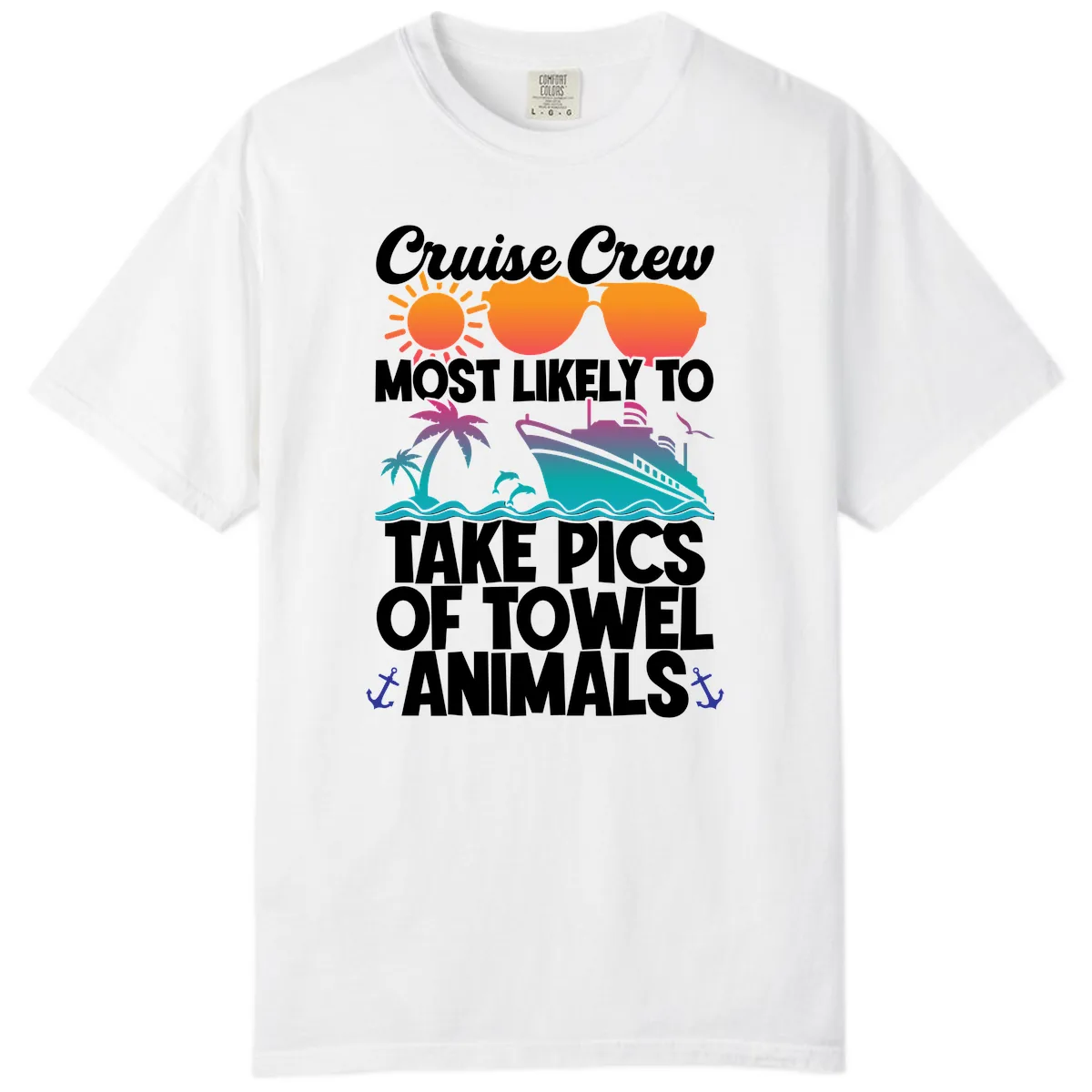 Cruise Crew Towel Animal Photos Comfort Color in White