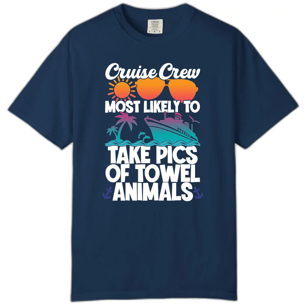 Cruise Crew Towel Animal Photos Comfort Color in Navy