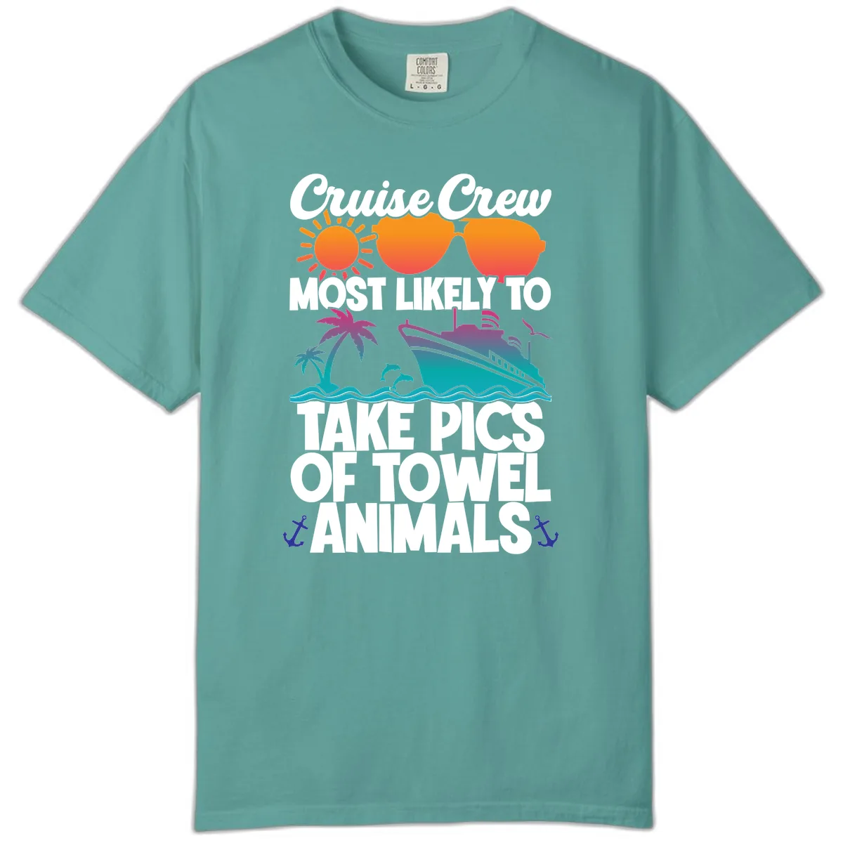 Cruise Crew Towel Animal Photos Comfort Color in Seafoam