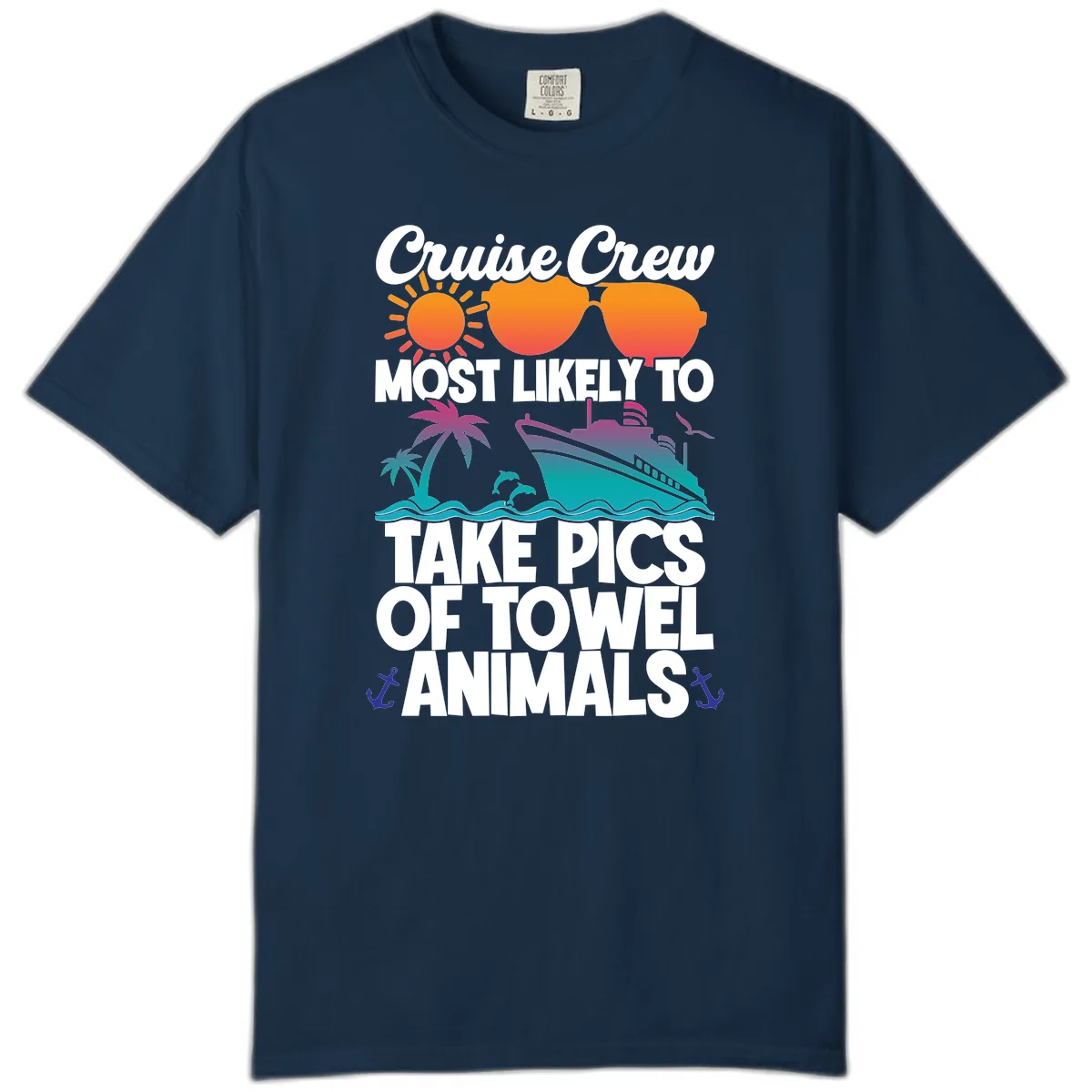 Cruise Crew Towel Animal Photos Comfort Color in True Navy