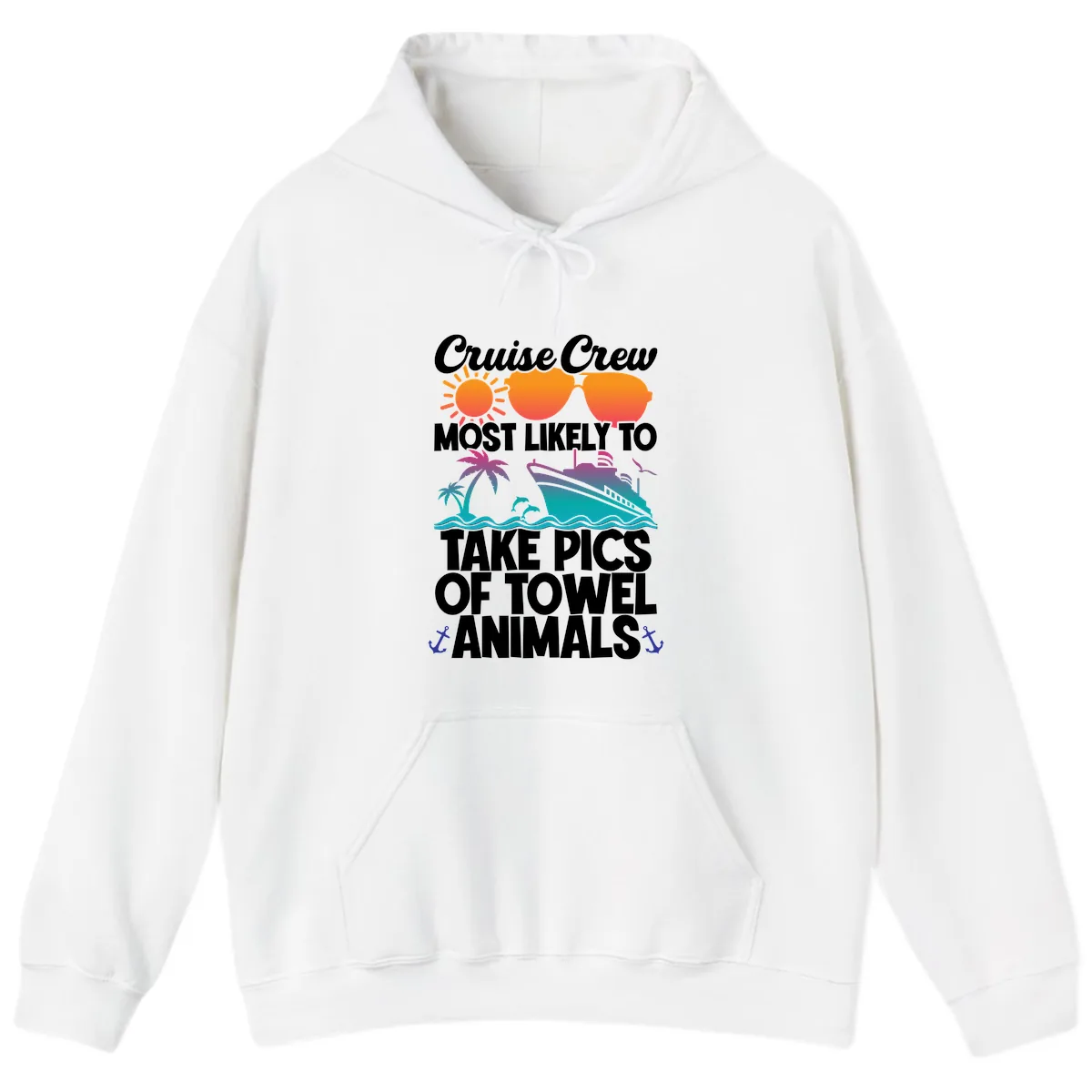Cruise Crew Towel Animal Photos Hoodie in White