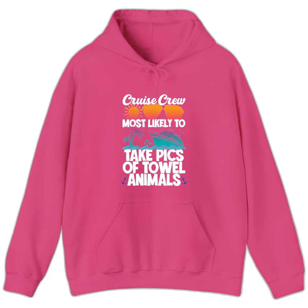 Cruise Crew Towel Animal Photos Hoodie in Heliconia