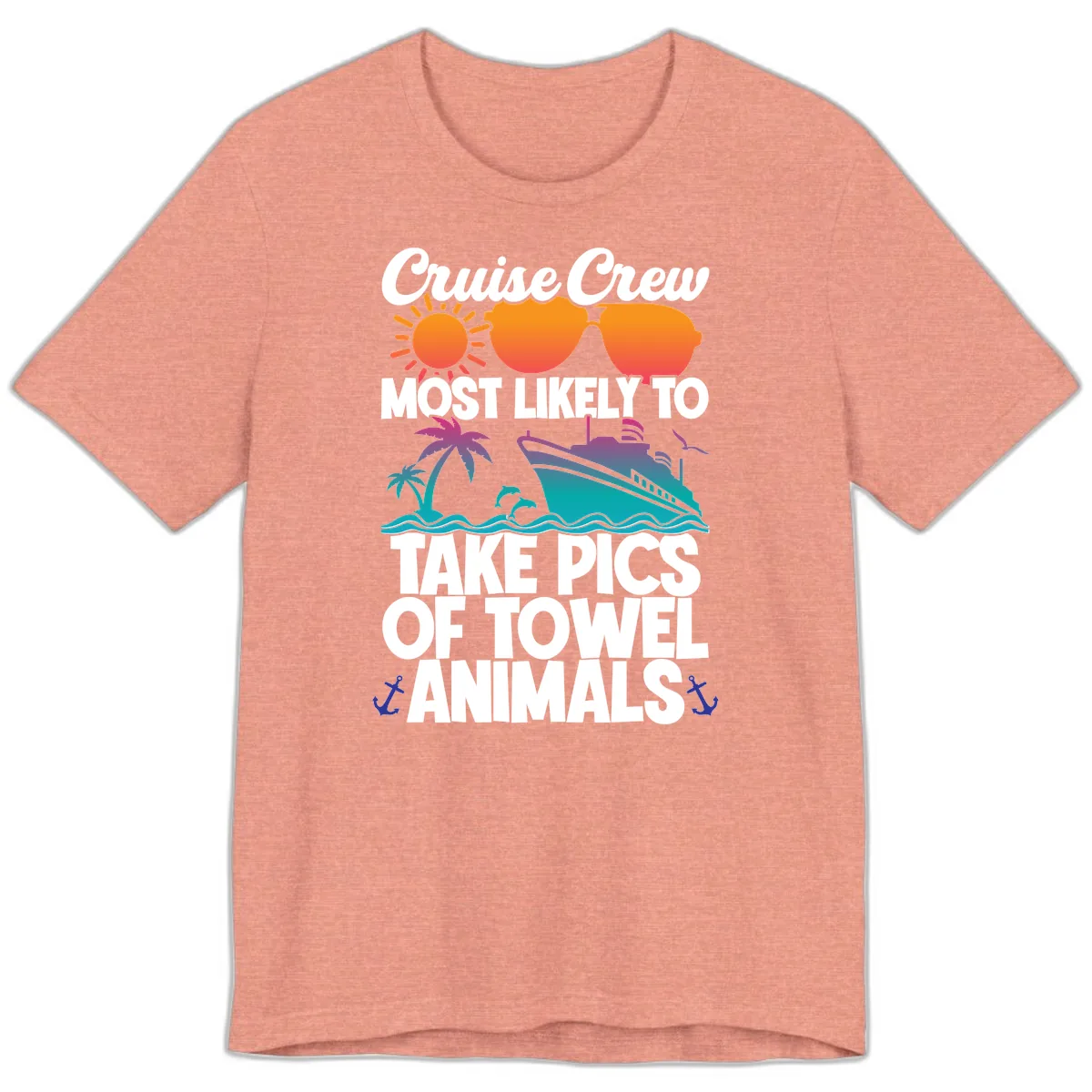 Cruise Crew Towel Animal Photos Premium T-Shirt in Heather Sunset
