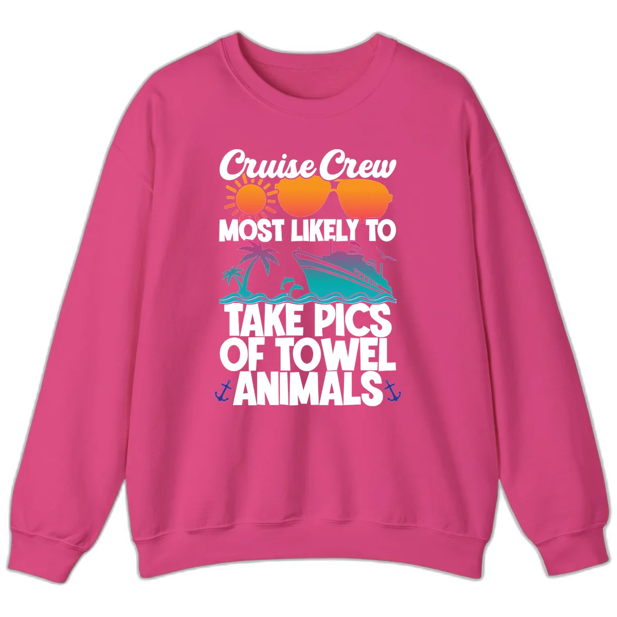 Cruise Crew Towel Animal Photos Sweatshirt in Heliconia