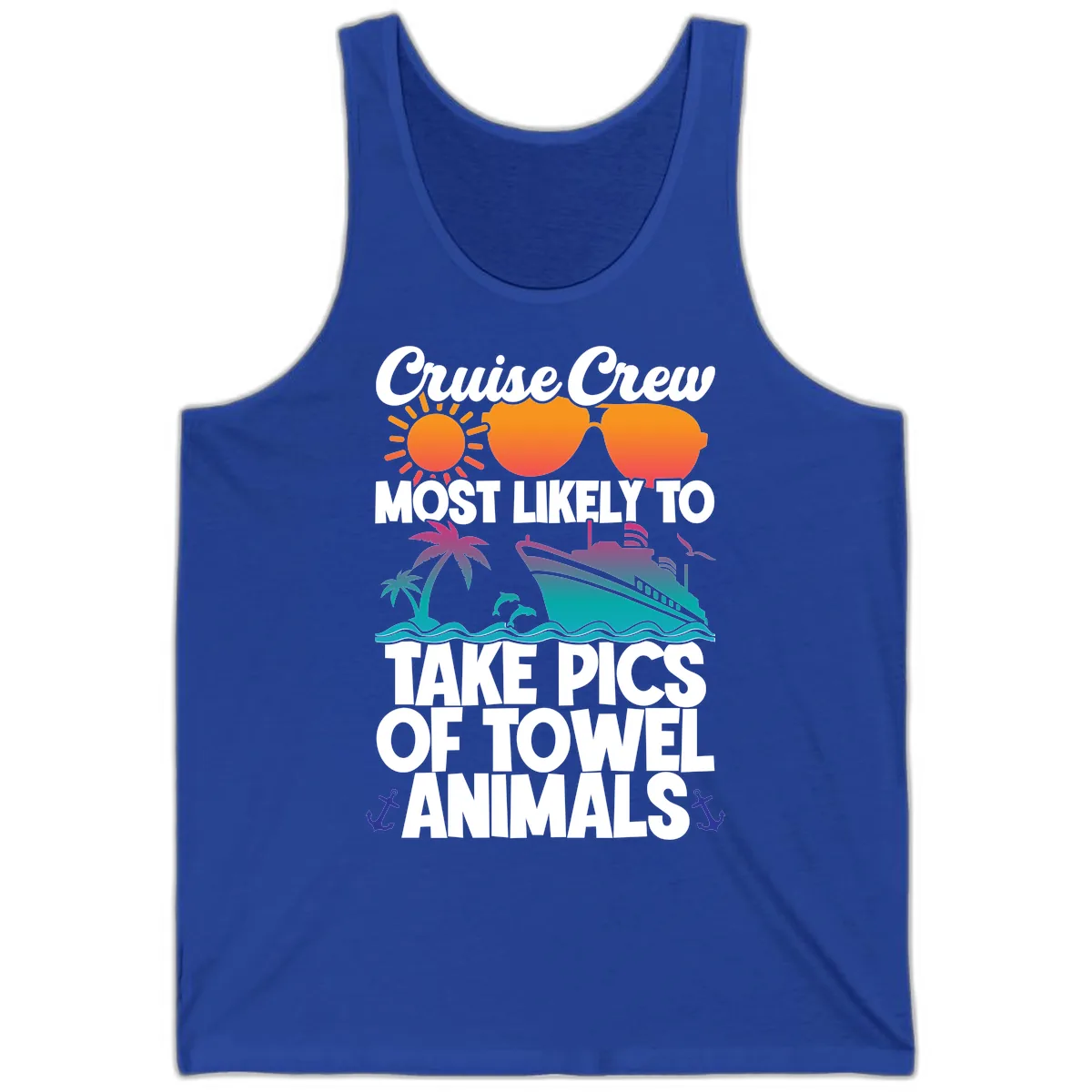 Cruise Crew Towel Animal Photos Tank in True Royal