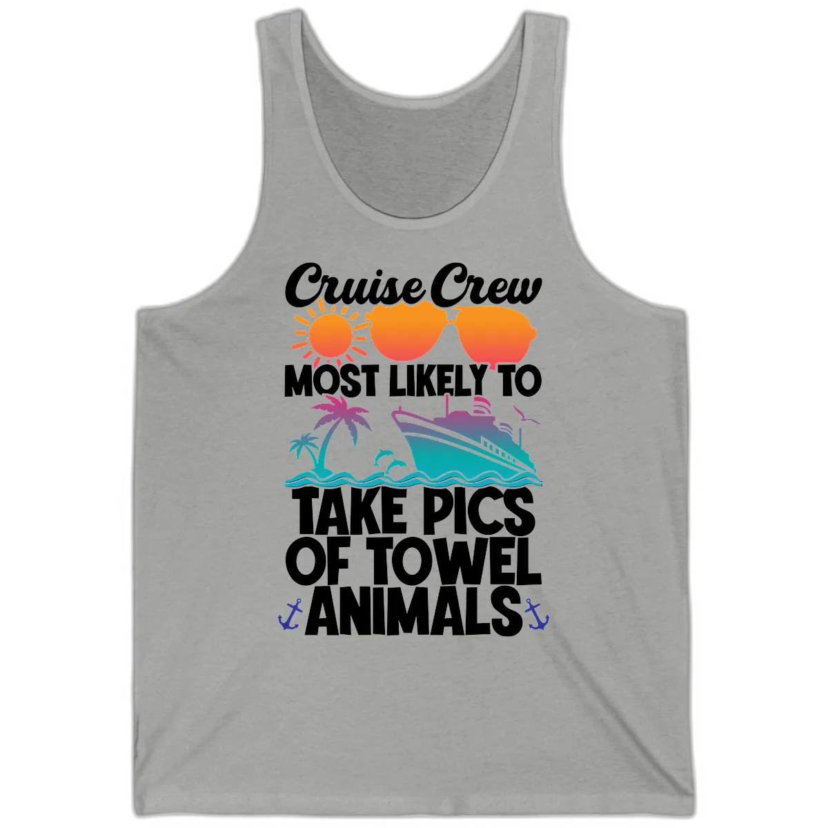 Cruise Crew Towel Animal Photos Tank in Athletic Heather