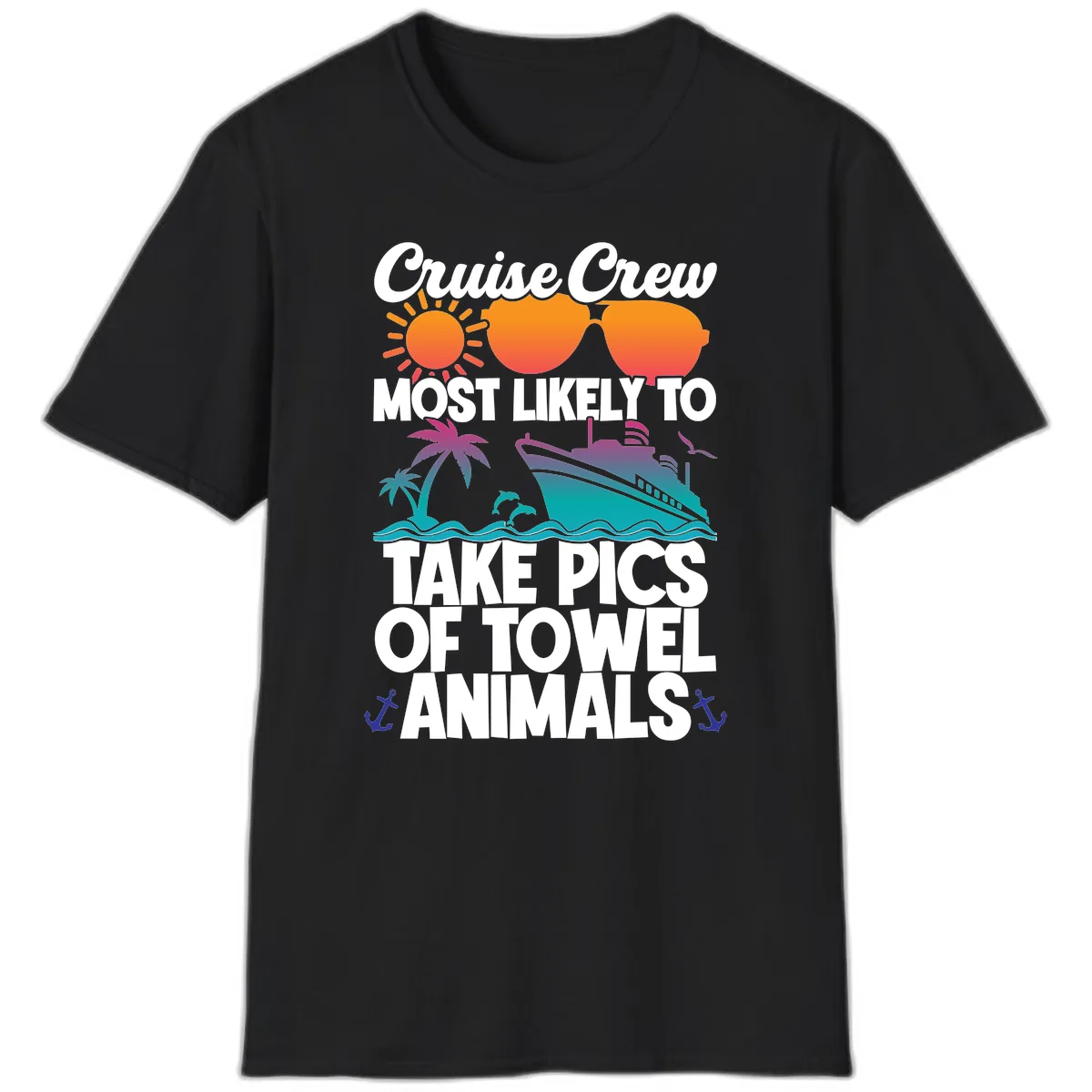 Cruise Crew Towel Animal Photos T-Shirt in Black