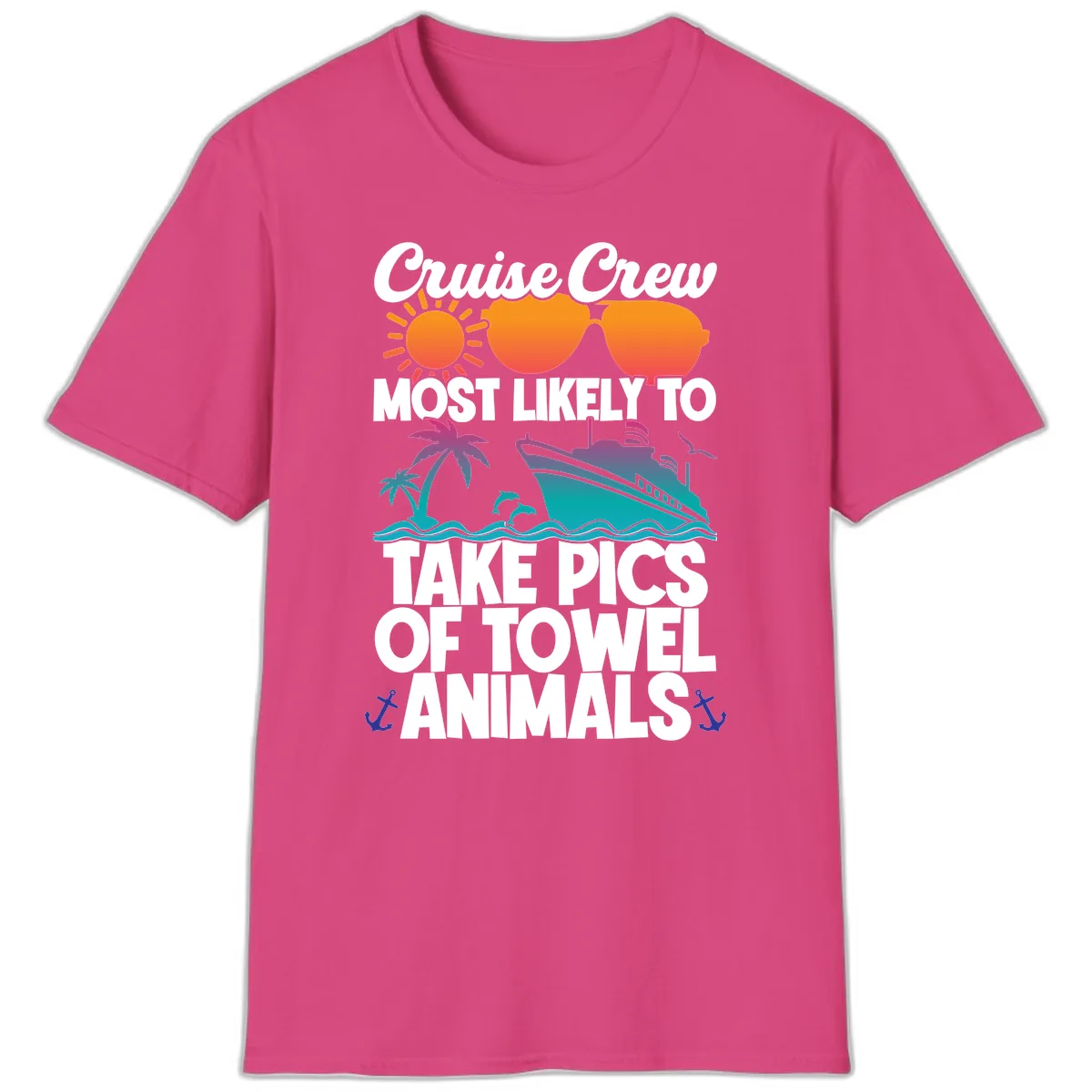 Cruise Crew Towel Animal Photos T-Shirt in Heliconia