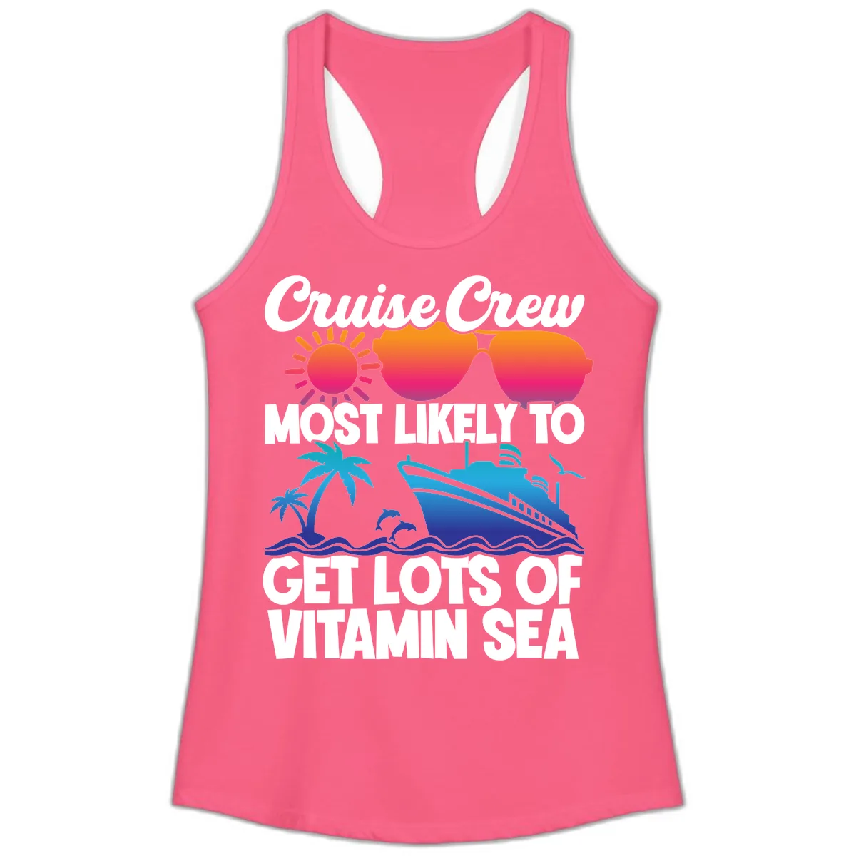Cruise Crew Vitamin Sea Ladies Tank in Solid Hot Pink