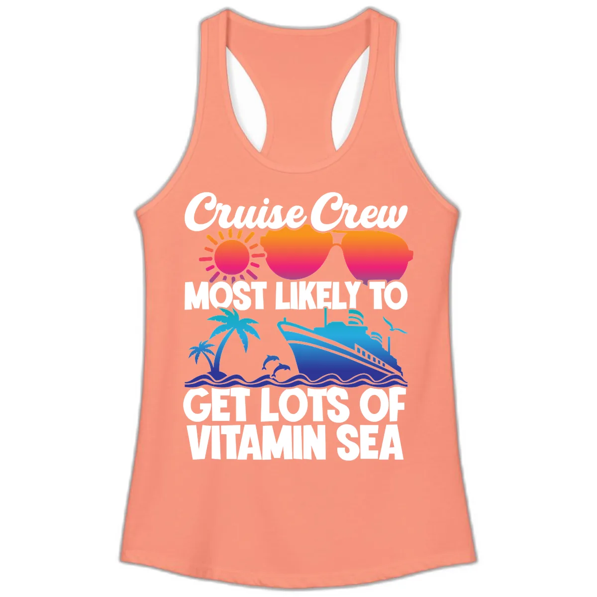 Cruise Crew Vitamin Sea Ladies Tank in Solid Light Orange