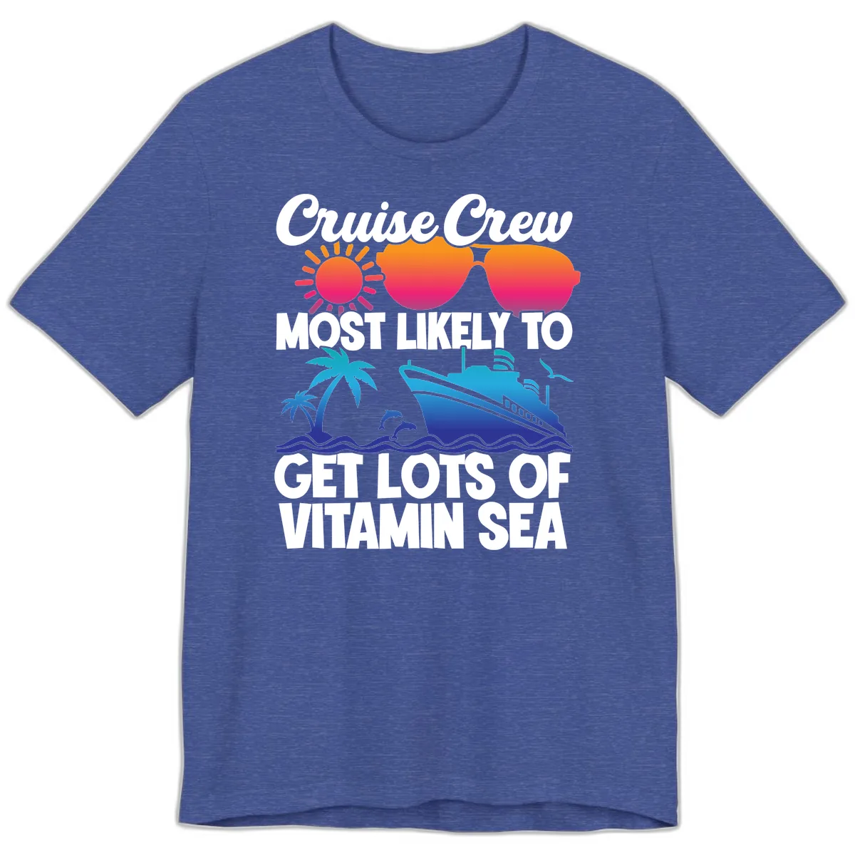 Cruise Crew Vitamin Sea Premium T-Shirt in Heather True Royal