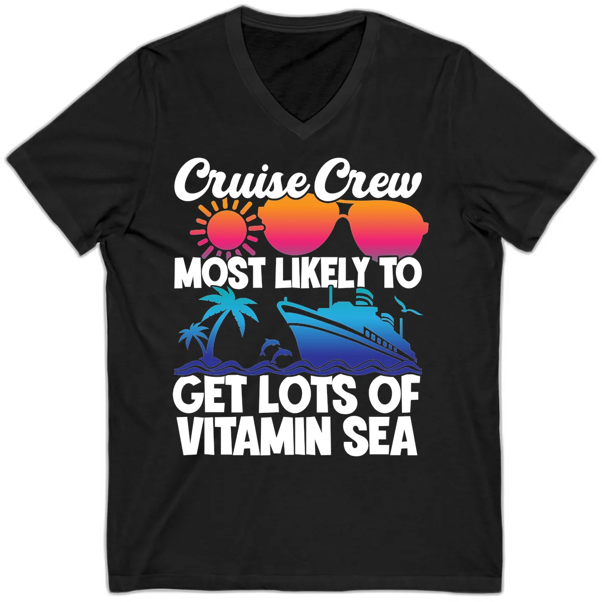 Cruise Crew Vitamin Sea V-Neck in Black