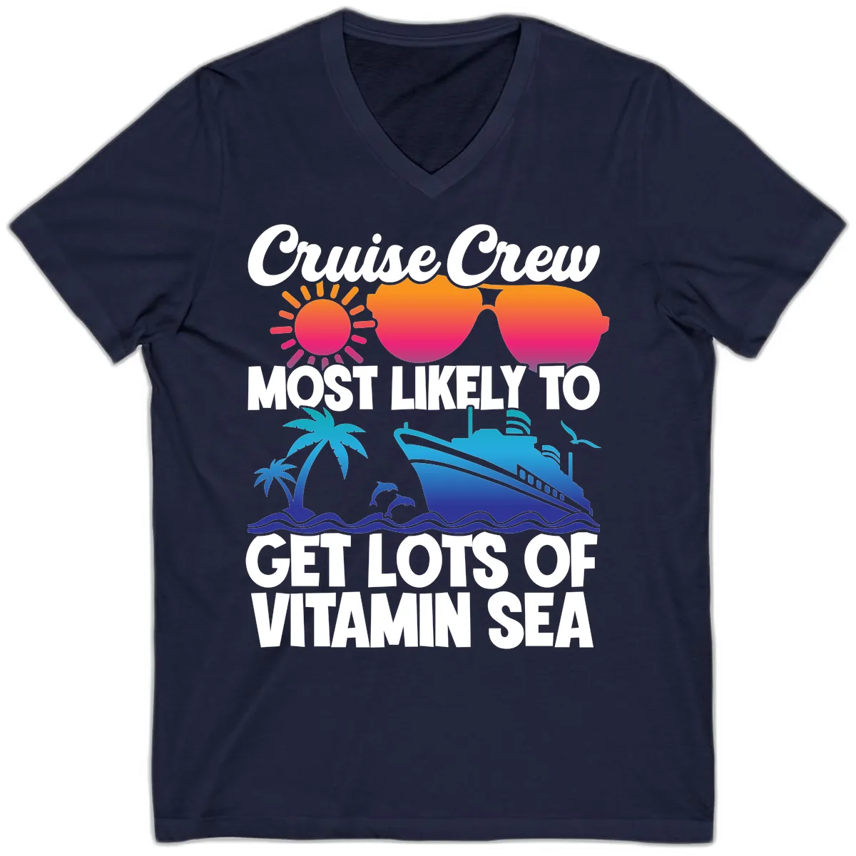 Cruise Crew Vitamin Sea V-Neck in Navy