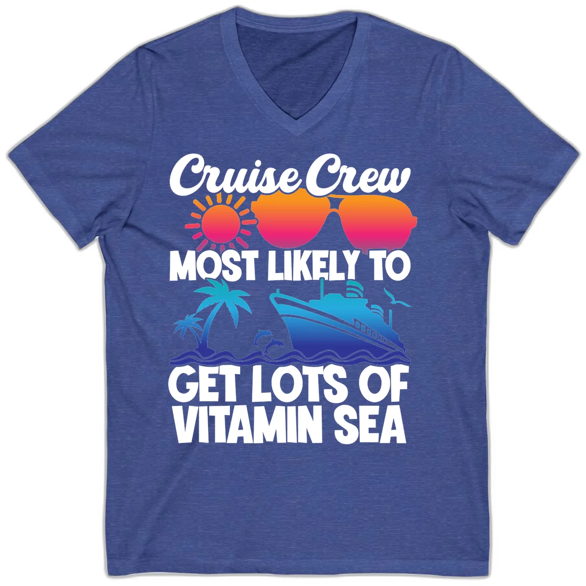 Cruise Crew Vitamin Sea V-Neck in Heather True Royal