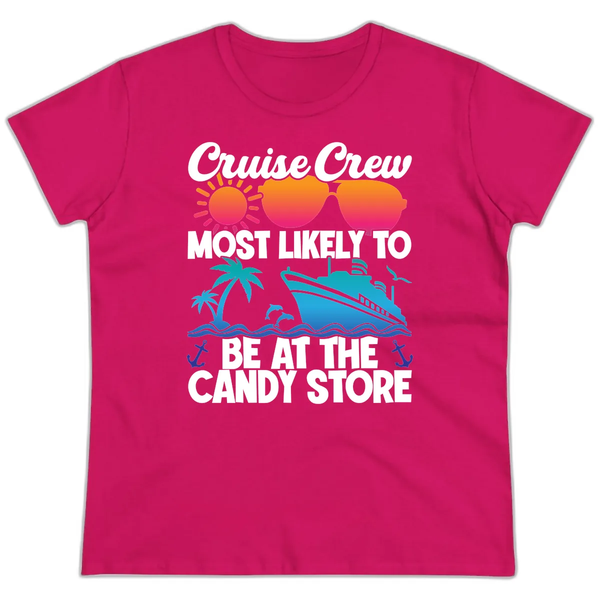 Cruise Crew Candy Store Ladies Tee in Heliconia