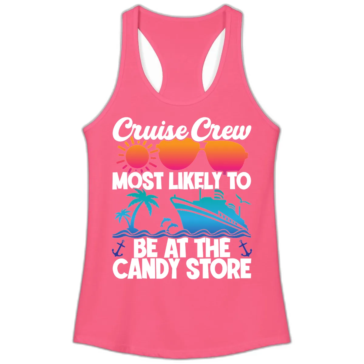 Cruise Crew Candy Store Ladies Tank in Solid Hot Pink