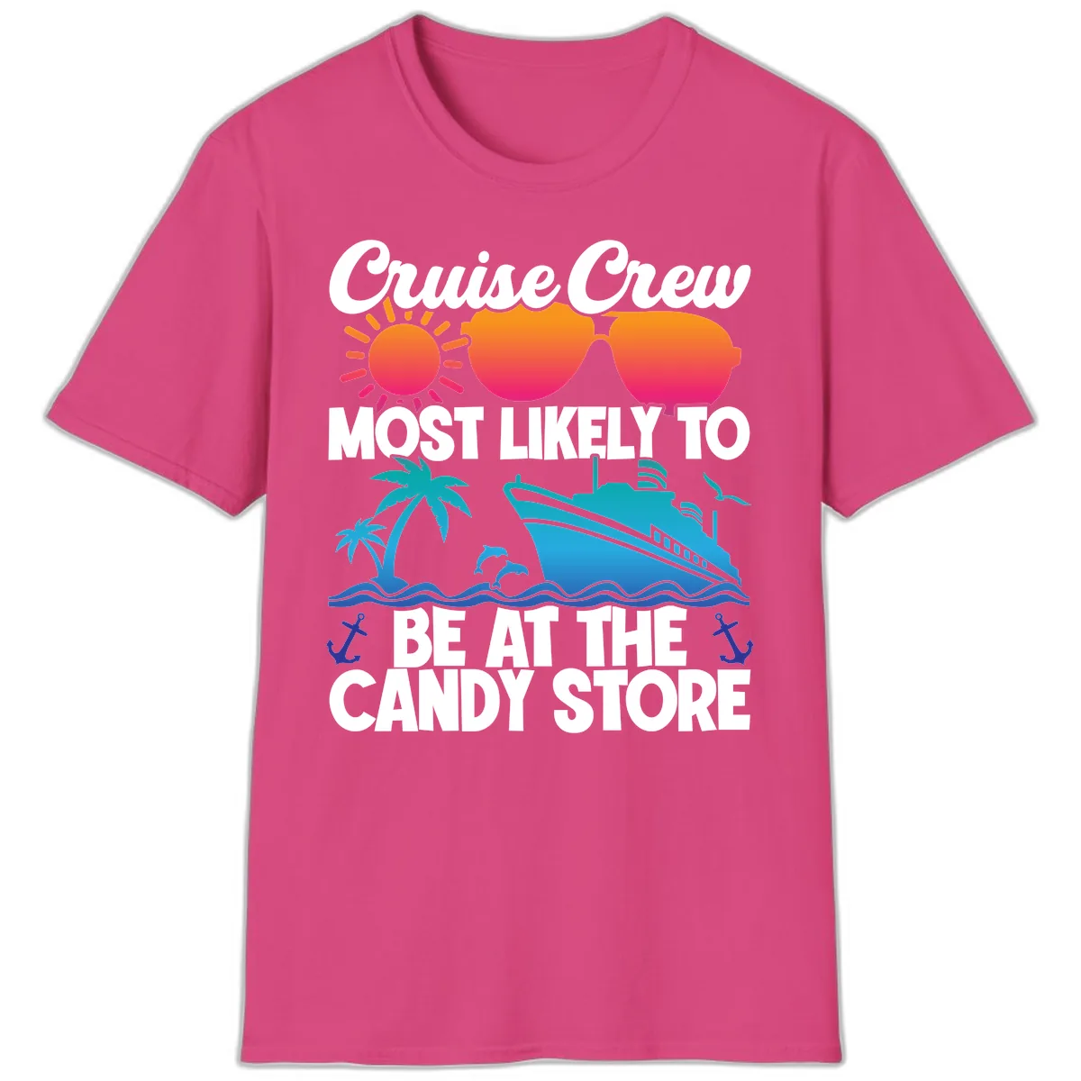 Cruise Crew Candy Store T-Shirt in Heliconia