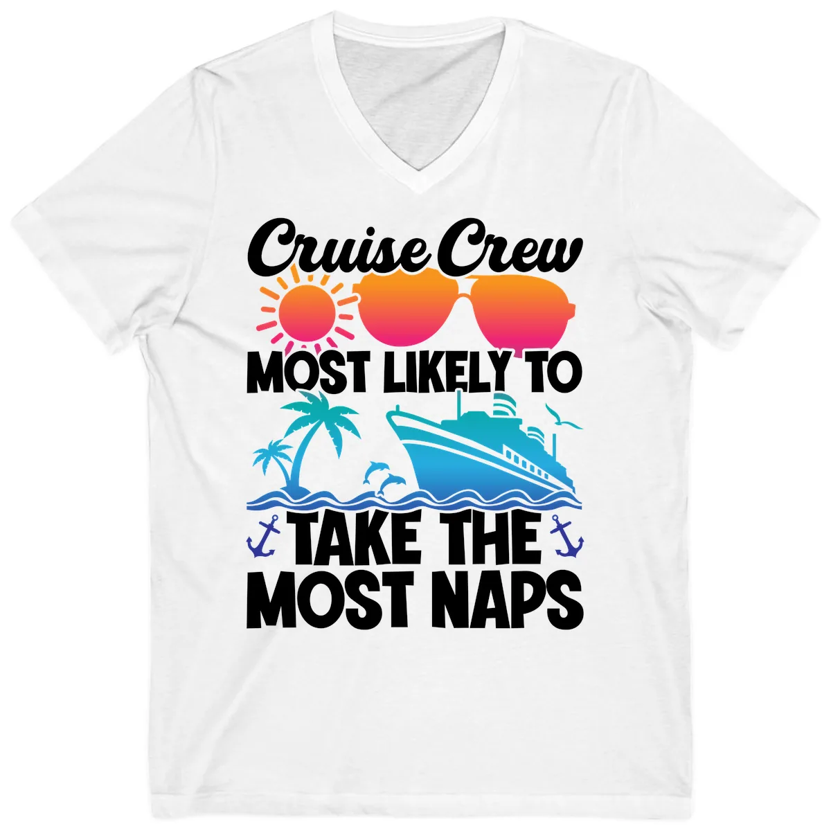 Cruise Crew Most Likely To Take The Most Naps V-Neck in White