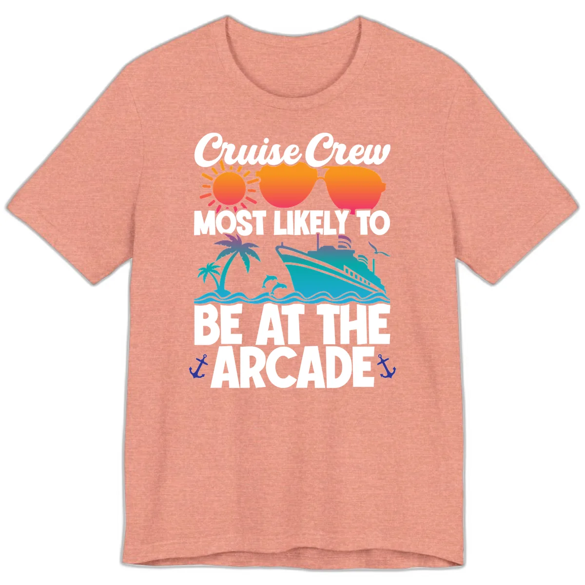 Cruise Crew Most Likely To Be At The Arcade Premium T-Shirt in Heather Sunset