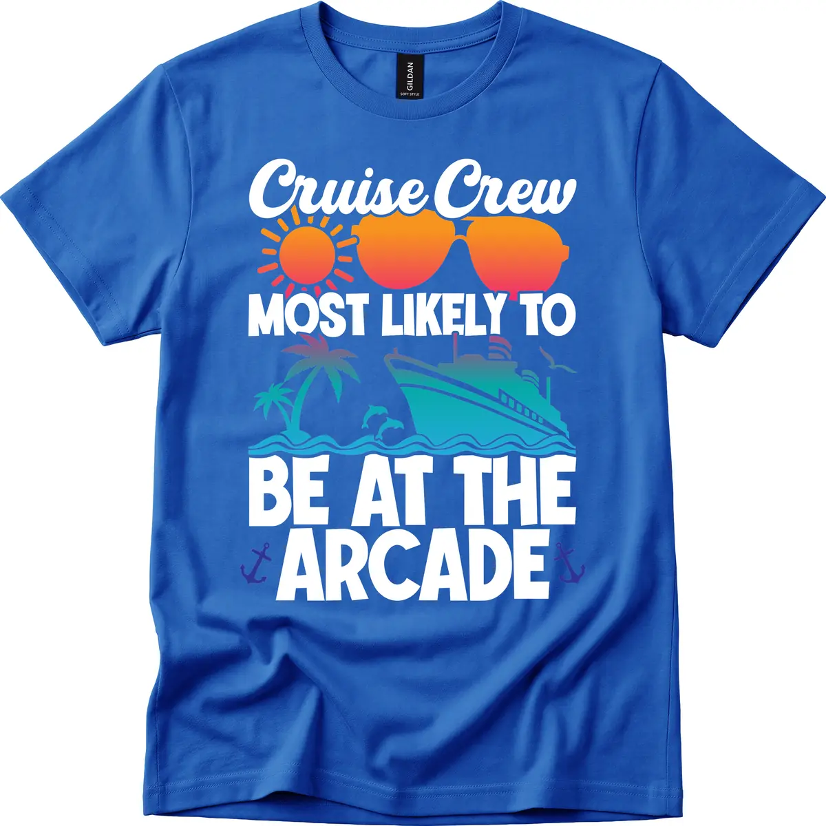 Cruise Crew Most Likely To Be At The Arcade T-Shirt in Royal
