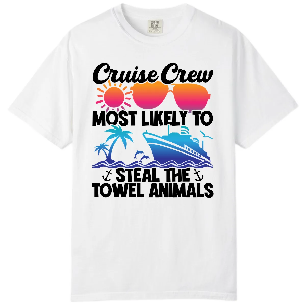 Cruise Crew Steal The Towel Animals Comfort Color in White