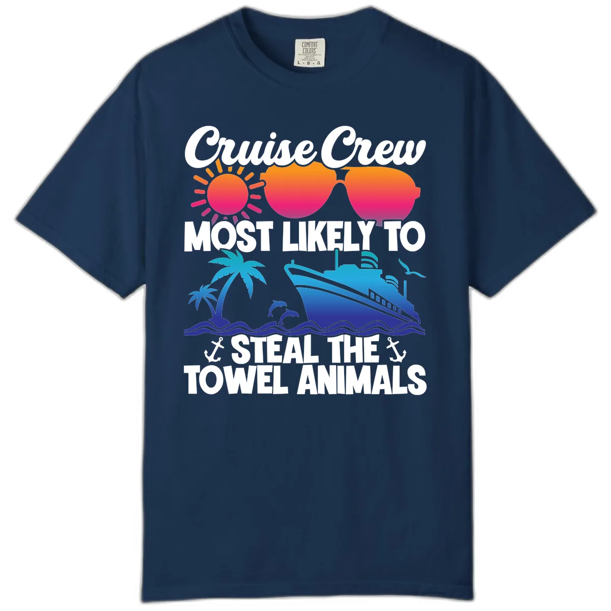 Cruise Crew Steal The Towel Animals Comfort Color in Navy