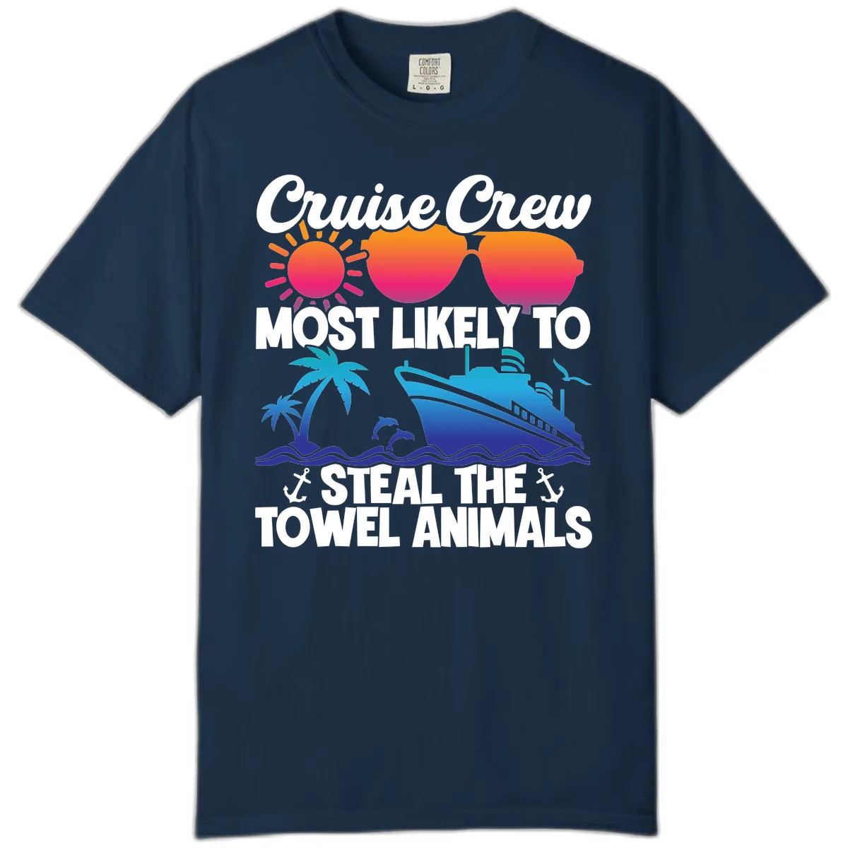 Cruise Crew Steal The Towel Animals Comfort Color in True Navy