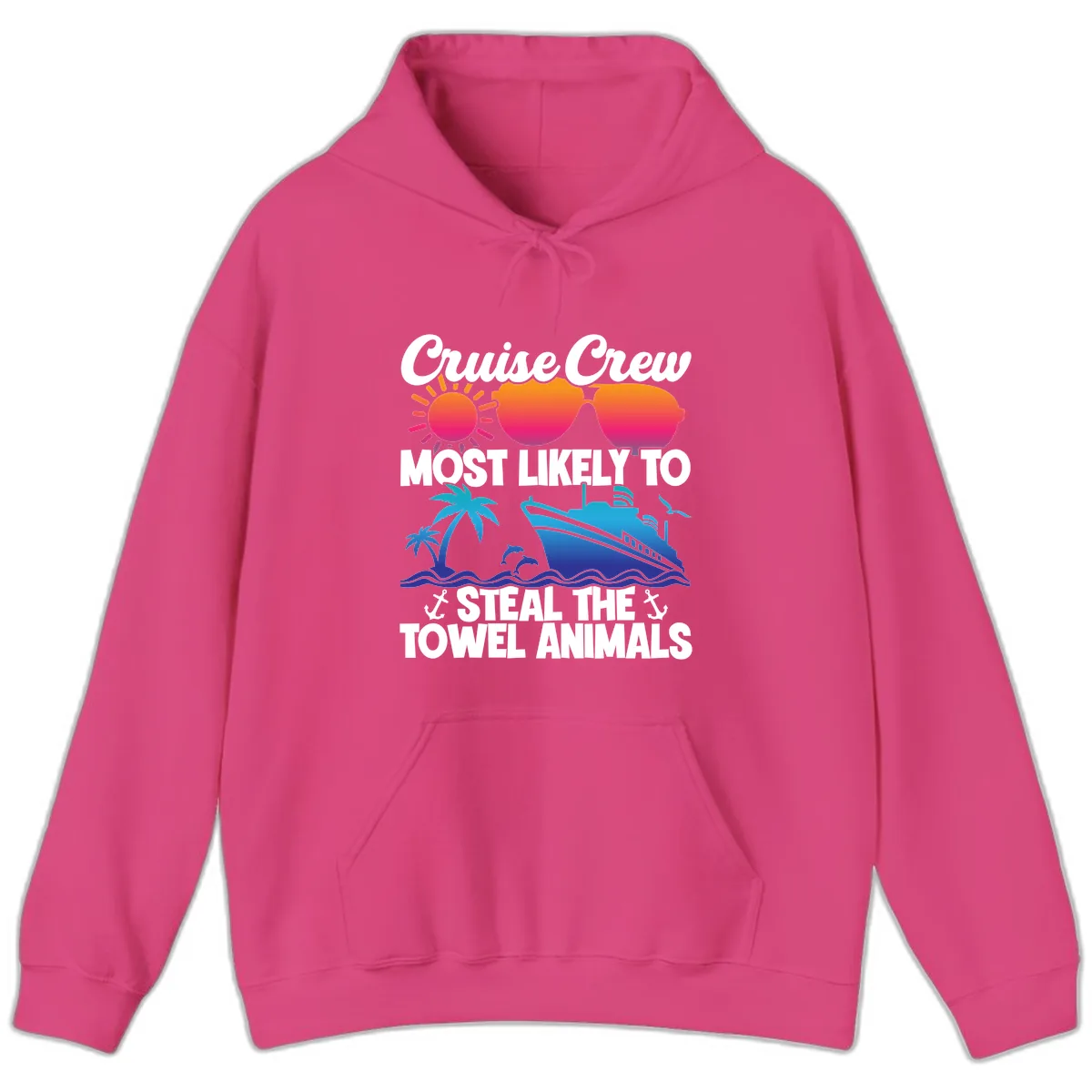Cruise Crew Steal The Towel Animals Hoodie in Heliconia