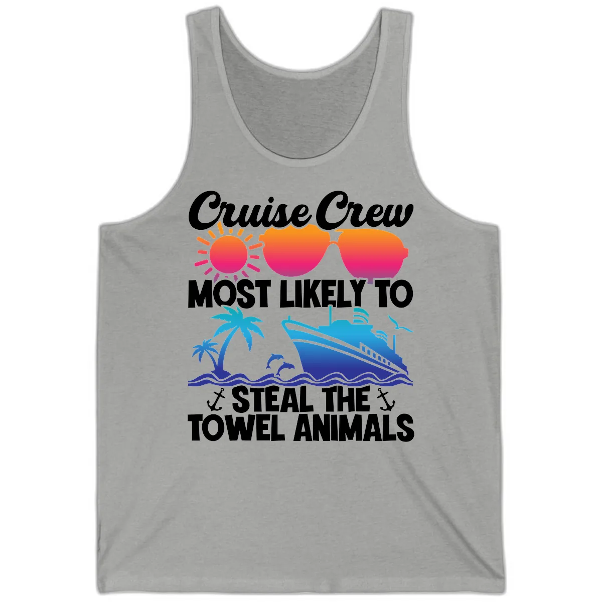 Cruise Crew Steal The Towel Animals Tank in Athletic Heather