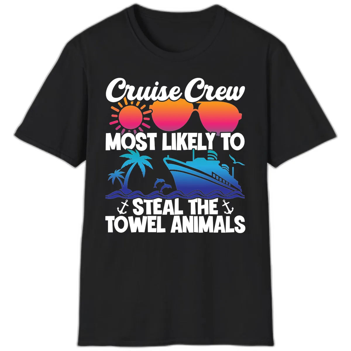 Cruise Crew Steal The Towel Animals T-Shirt in Black