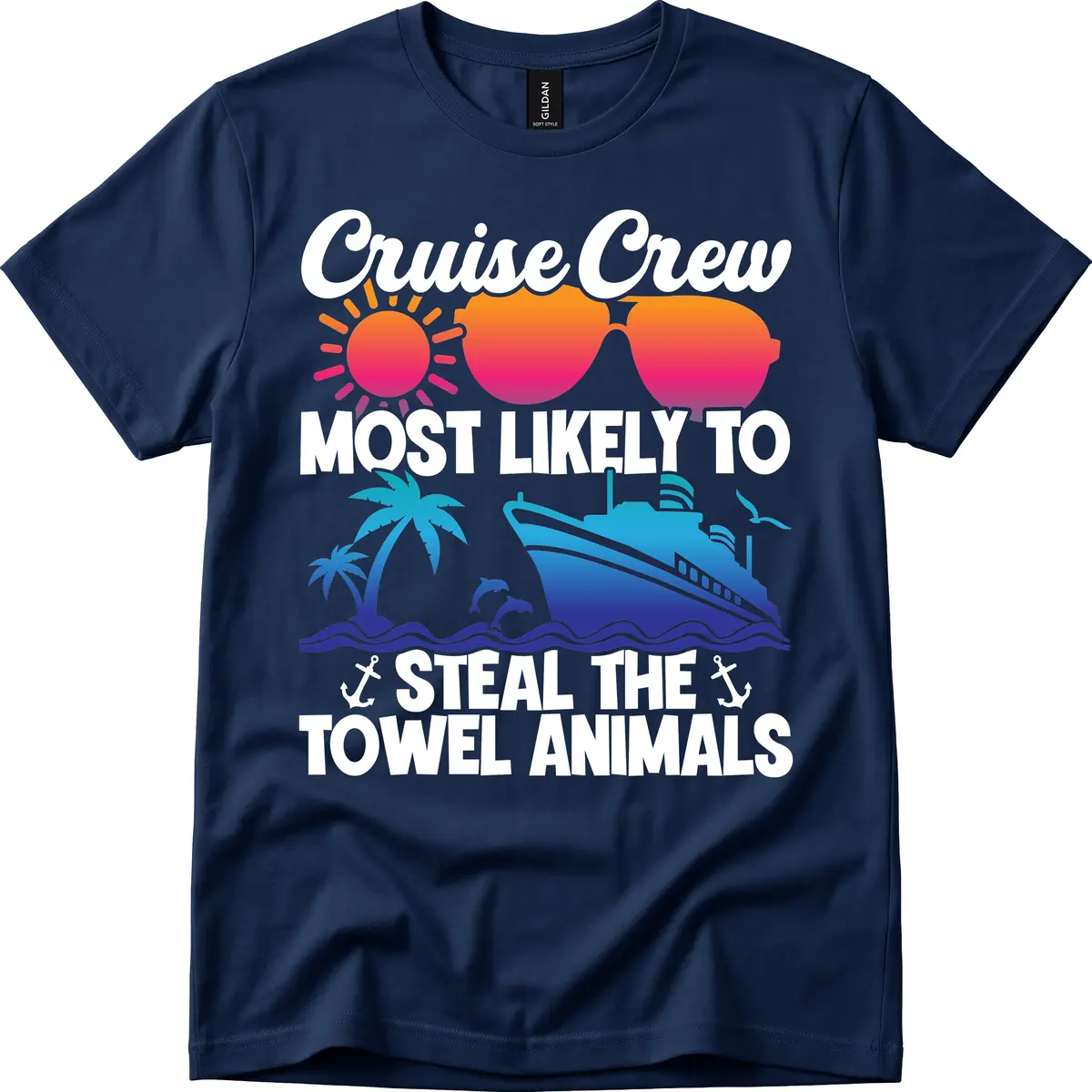 Cruise Crew Steal The Towel Animals T-Shirt in Navy