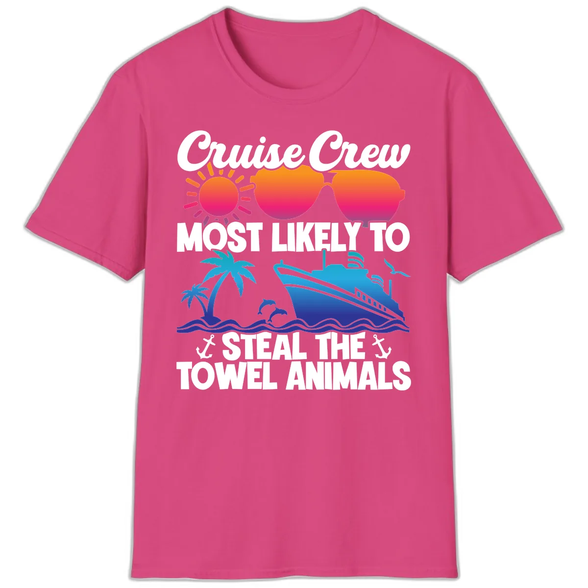 Cruise Crew Steal The Towel Animals T-Shirt in Heliconia