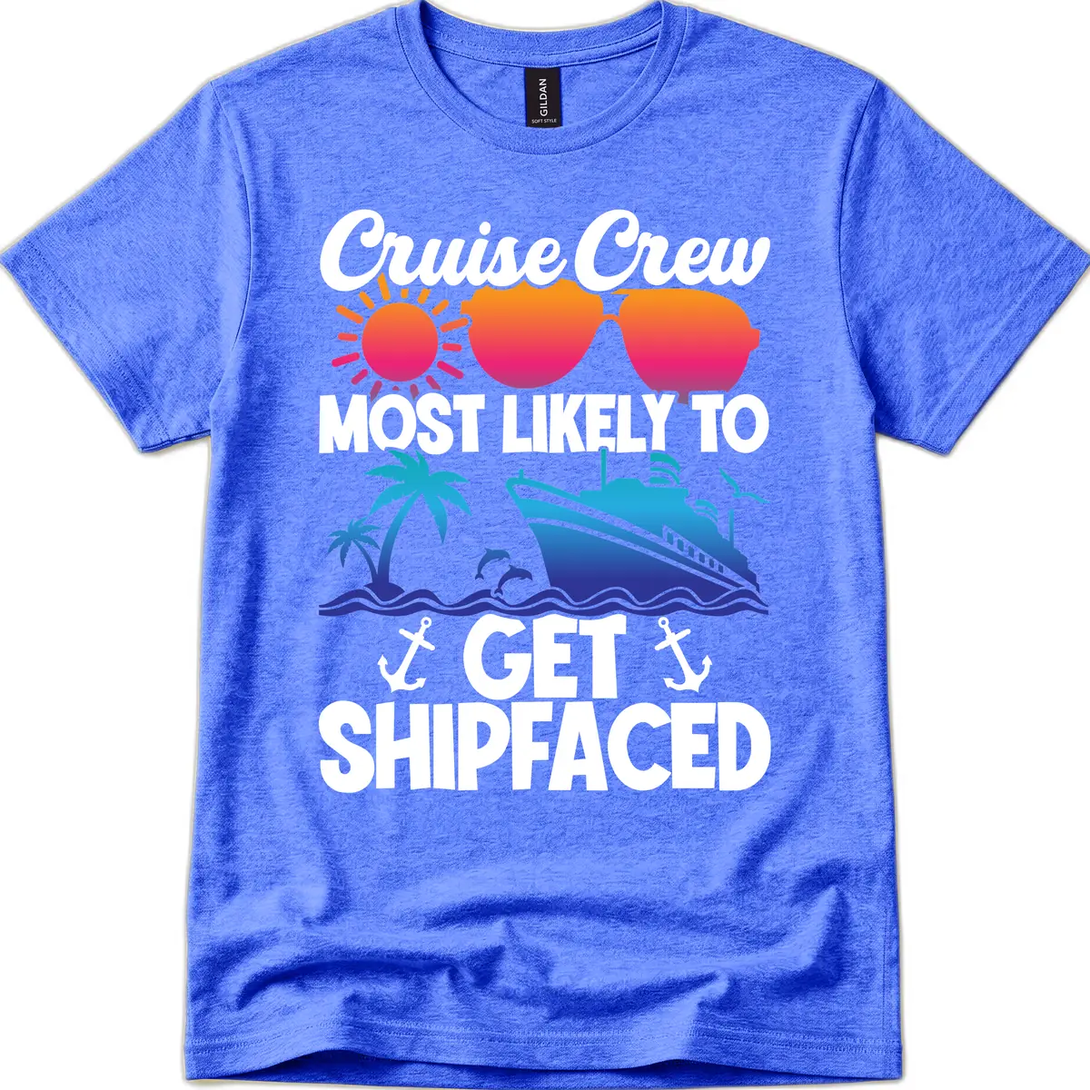 Cruise Crew Most Likely To Get Shipfaced T-Shirt in Heather Royal