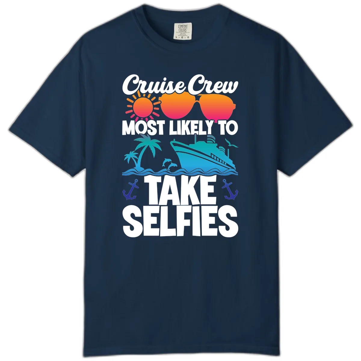 Cruise Crew Most Likely To Take Selfies Comfort Color in True Navy