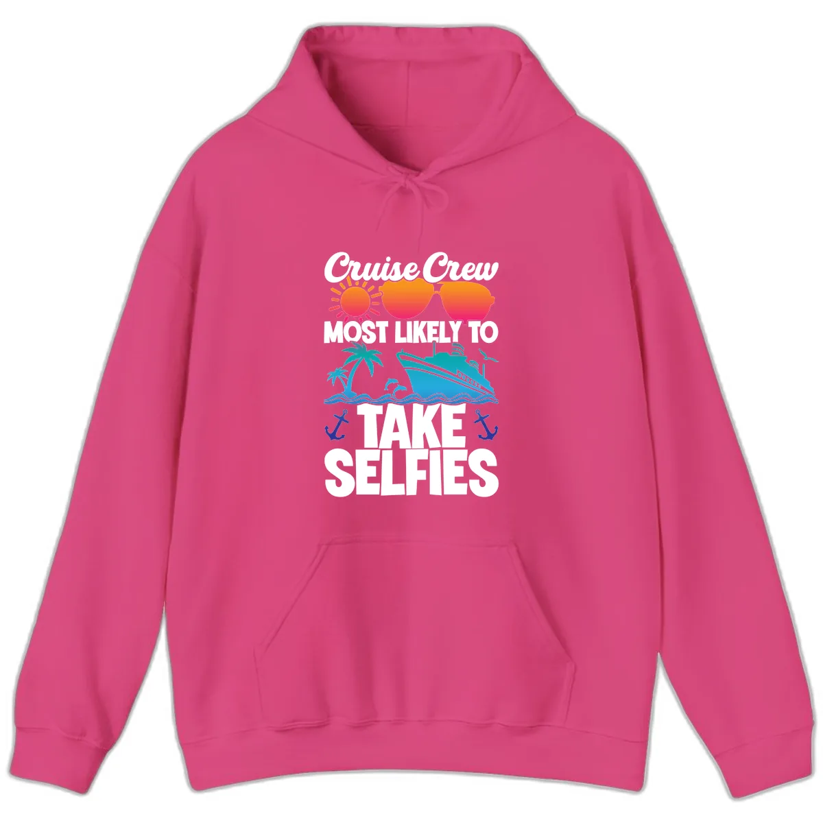 Cruise Crew Most Likely To Take Selfies Hoodie in Heliconia
