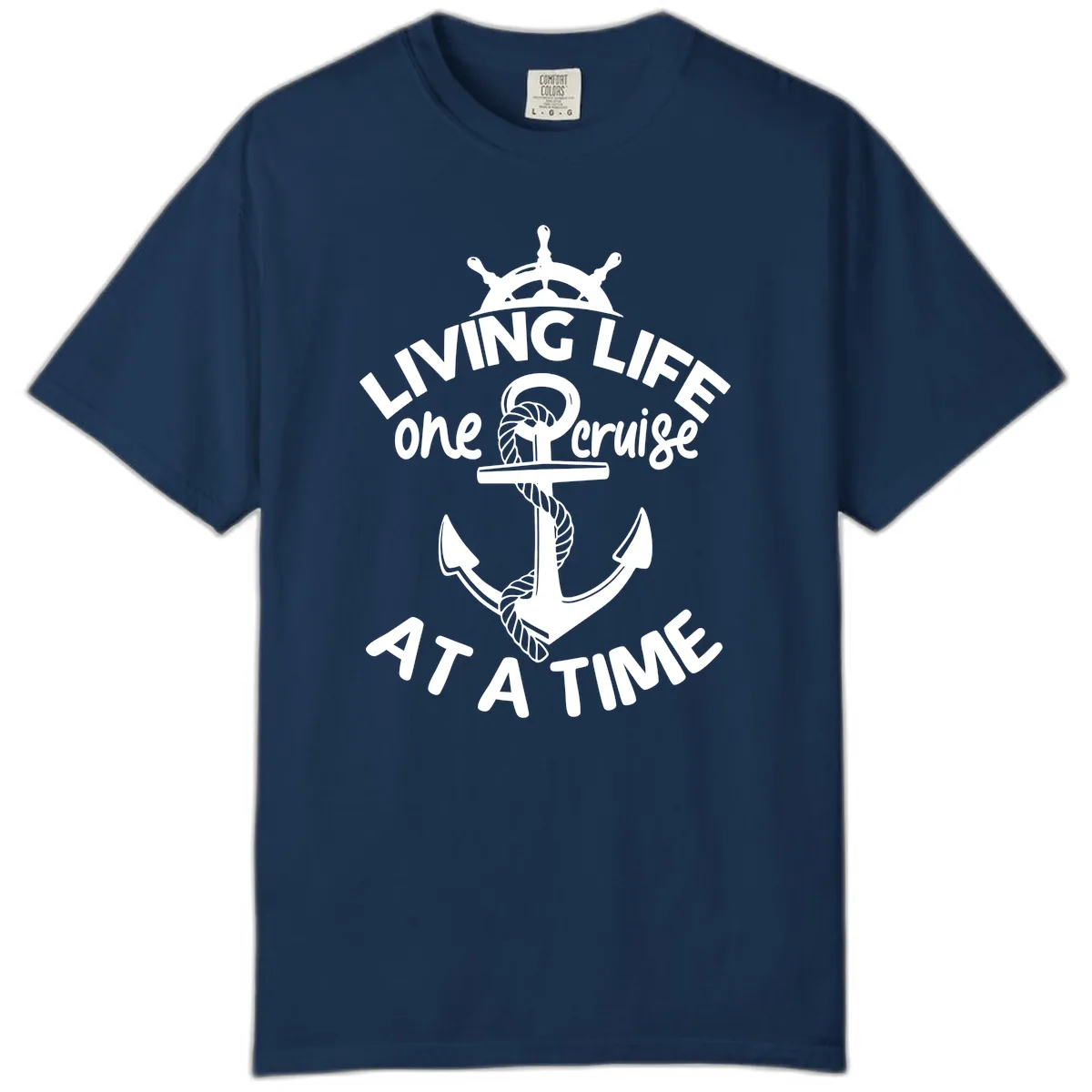 Living Life One Cruise At A Time Comfort Color in Navy