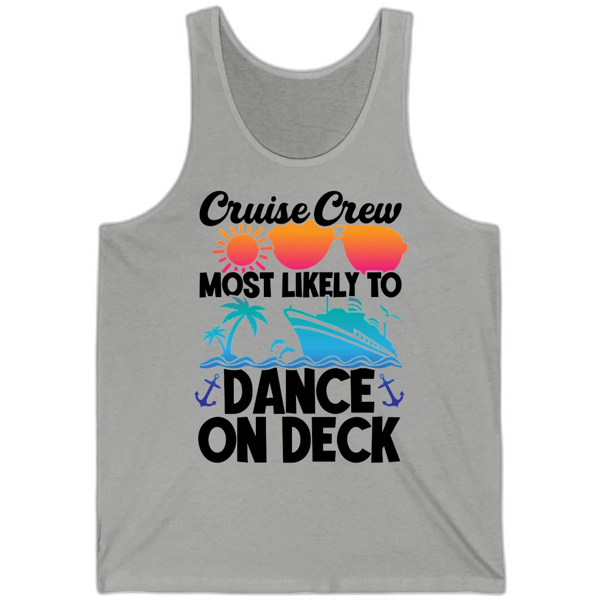 Cruise Crew Most Likely To Dance On Deck Tank in Athletic Heather